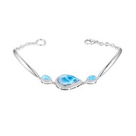 Alamea Sterling Silver Larimar and CZ Bracelet
