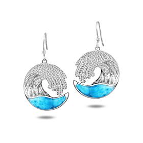 Alamea Sterling Silver Larimar Wave Earrings