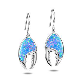 Alamea Sterling Silver Synthetic Blue Opal Crab Claw Earrings