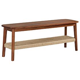 Alaterre Furniture Calais 48" Entryway Bench with Woven Storage Shelf