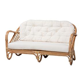 Aliane Loveseat with Natural Rattan Frame and Cushions