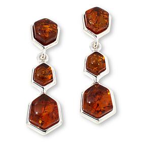 Amber Extraordinaire Sterling Silver Honeycomb Drop Earrings