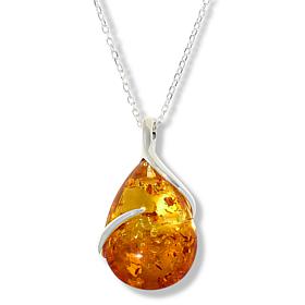 Amber Extraordinaire Sterling Silver Pear Ombré Stone Pendant