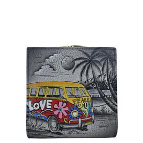 Anna by Anuschka Hand Painted Leather Bi Fold Wallet with Clasp