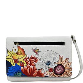 Anna by Anuschka Hand Painted Leather Organizer Wallet Crossbody