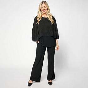 Antthony 2-piece Fishnet Overlay Top & Wide-Leg Pant