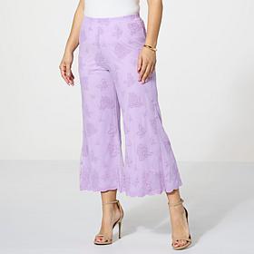 Antthony Embroidered Mesh Scalloped Edge Pull-On Pant