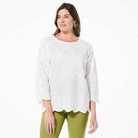 Antthony Embroidered Scalloped Edge Blouse