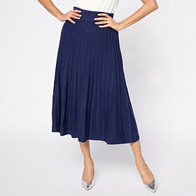 Antthony Pleated Sweater Knit Midi Skirt