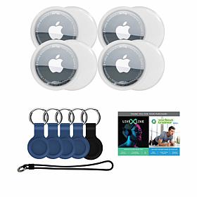 Apple AirTag 4-pack Bundle with Keychains, Luggage Tag & Voucher