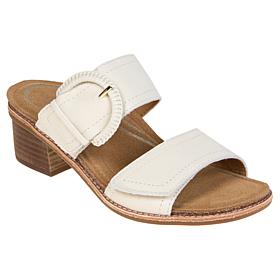 "As Is" Aetrex® Tatiana Adjustable Leather Block Heel Sandal