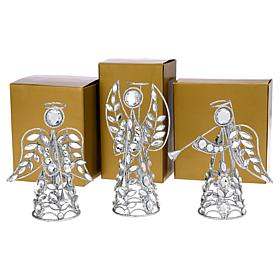 "As Is" august & leo Jeweled Angel Décor 3-piece Set with Gift Boxes