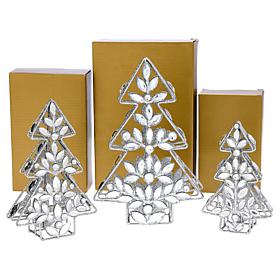 "As Is" august & leo Jeweled Tree Décor 3-piece Set with Gift Boxes