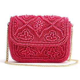 As Is Badgley Mischka Beaded Crossbody Bag with Removable Chain Strap