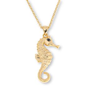 "As Is" Bellezza Bronze Black Spinel Sea Life Pendant with 20" Chain