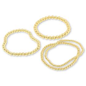 "As Is" Bellezza Bronze Polished Bead Stretch Bracelet 4-piece Set