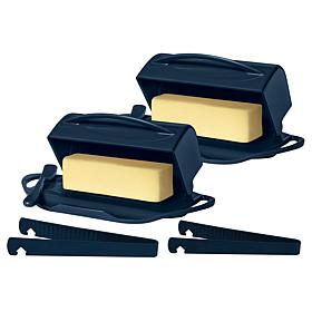 "As Is" Butterie 2-pack Flip-Top Butter Dish with Matching Spreader...