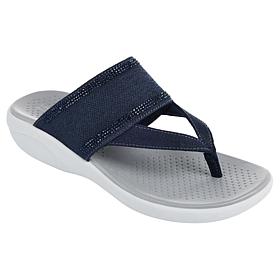 "As Is" BZees Canvas Bright Thong Wedge Sandal