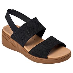 "As Is" Bzees Festive Machine Washable Stretch Fabric Wedge Sandal