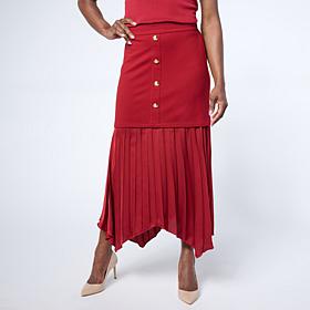 "As Is" C Wonder Button Front Pleated Mix Skirt