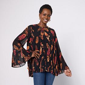 "As Is" C. Wonder Pleated Chiffon Top with Keyhole