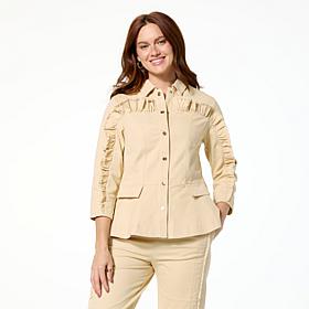 "As Is" C Wonder Stretch Twill Ruffled Peplum Jacket