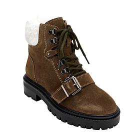 "As Is" Charles by Charles David Leather/Suede Cliche Combat Boot