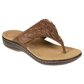 "As Is" Clarks Collection Laurieann Palm Heritage Casual Flat Sandals