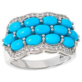 "As Is" Colleen Lopez 3-Row Gemstone and White Zircon Scalloped Ring