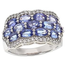 "As Is" Colleen Lopez 3-Row Gemstone and White Zircon Scalloped Ring