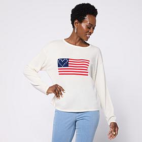 "As Is" Colleen Lopez Americana Flag or Star Motif Sweater