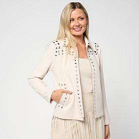 "As Is" Colleen Lopez Crepe Knit Jacket with Stud Detail