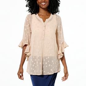 "As Is" Colleen Lopez Dramatic Sleeve Woven Tunic