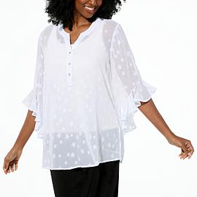 "As Is" Colleen Lopez Dramatic Sleeve Woven Tunic