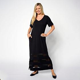 "As Is" Colleen Lopez EveryWear Mesh Insert Maxi Dress