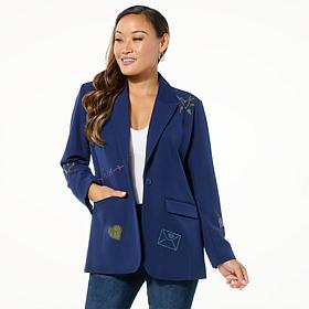 "As Is" Colleen Lopez Heat Set Heart Woven Blazer