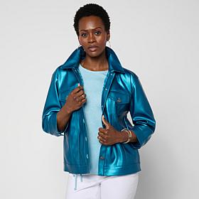 "As Is" Colleen Lopez Pearlized Faux Leather Jacket 