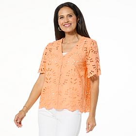 "As Is" Colleen Lopez Relaxed Eyelet Shirt Jacket