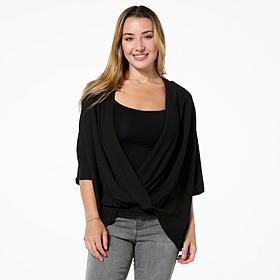 "As Is" Colleen Lopez Textured Knit Dolman Sleeve Bubble Hem Top