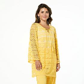"As Is" Colleen Lopez Woven Lace V-Neck Tunic