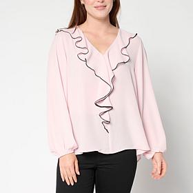 "As Is" Colleen Lopez Woven Ruffled Blouse