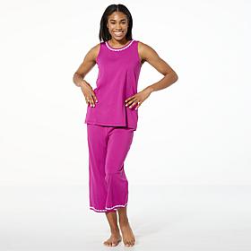 "As Is" Comfort Code 2-piece Cotton-Blend Knit Tank Top & Cropped P...