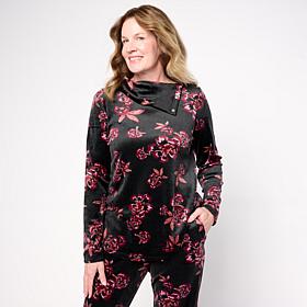 "As Is" Comfort Code Plush Velour Split-Neck Pullover Top