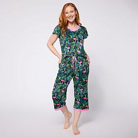 "As Is" Comfort Code Soft & Light V-Neck and Capri Pant PJ Set - Pe...