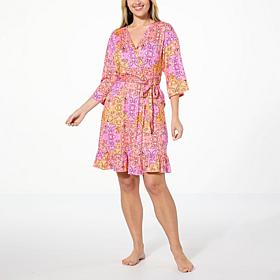 "As Is" Comfort Code Soft & Light Wrap Robe with Ruffle Hem