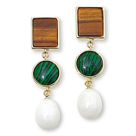 "As Is" Connie Craig Carroll Jewelry Tori Three-Stone Drop Earrings