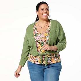 "As Is" Democracy Tie-Front Crocheted Cardigan