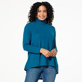 "As Is" DG2 by Diane Gilman Brushed Knit Draped Back Turtleneck Top