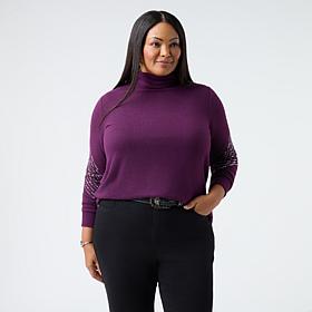 "As Is" DG2 by Diane Gilman Brushed Sweater Knit Turtleneck