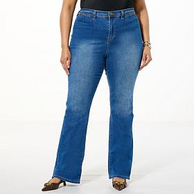 As Is DG2 by Diane Gilman Classic Stretch Pintuck Pocket Bootcut Jean
